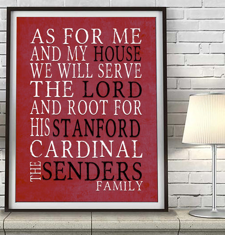 Stanford Cardinals personalized "As for Me" Art Print