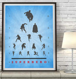 Superhero Eye Chart Art Print Poster Gift