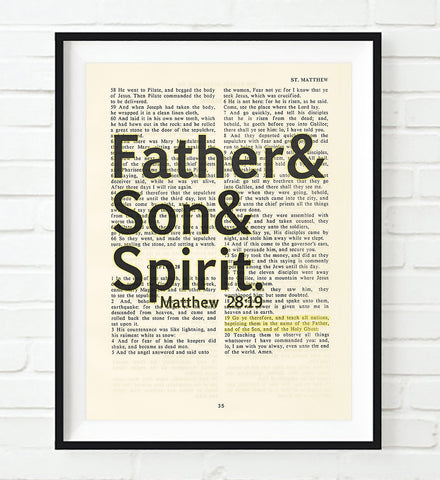 Father& Son& Spirit - Matthew 28:19 Bible Page Christian ART PRINT