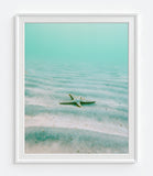 Teal Blue Green Ocean Series Photography Prints, Set of 4, Starfish, Surfboard, Waves, Coastal Nautical Wall Decor