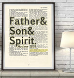 Father& Son& Spirit - Matthew 28:19 Bible Page Christian ART PRINT