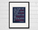 Houston Texans Personalized "As for Me" Art Print