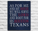 Houston Texans Personalized "As for Me" Art Print