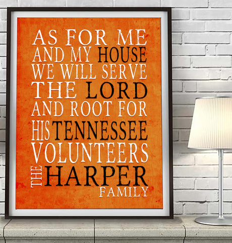 Tennessee Volunteers Personalized "As for Me" Art Print