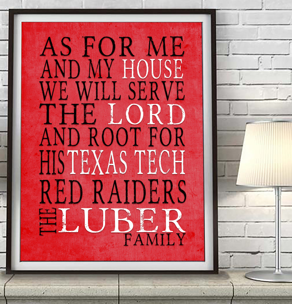 Texas Tech Red Raiders Personalized "As for Me" Art Print