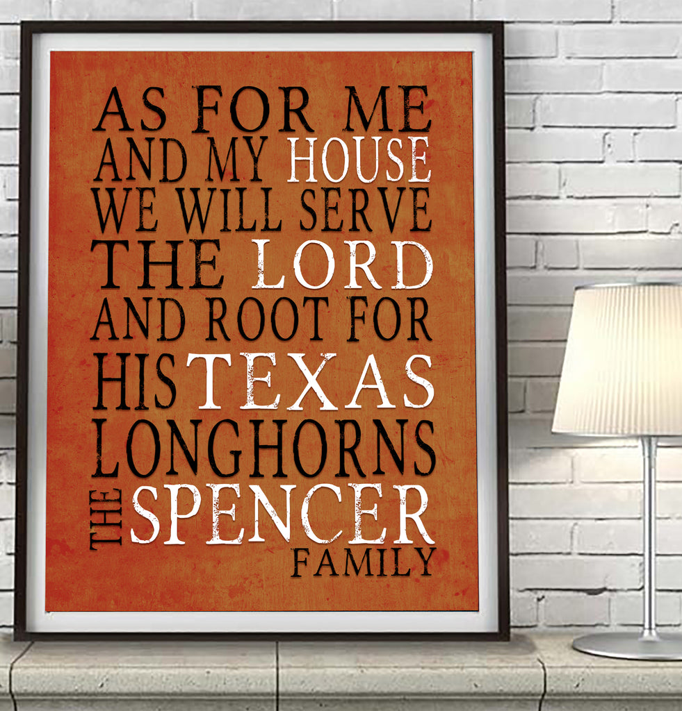 Texas Longhorns Personalized "As for Me" Art Print