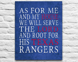 Texas Rangers Personalized "As for Me" Art Print