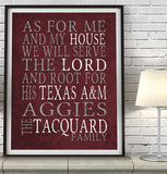 Texas A&M Aggies Personalized "As for Me" Art Print