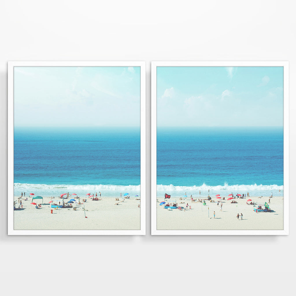 Beach Horizon from Above Photography Prints, Set of 2, Coastal Wall Decor