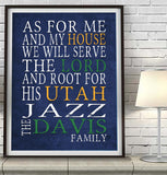 Utah Jazz basketball Personalized "As for Me" Art Print