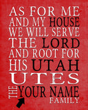 Utah Utes Personalized "As for Me" Art Print