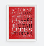 Utah Utes Personalized "As for Me" Art Print