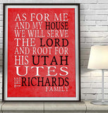 Utah Utes Personalized "As for Me" Art Print
