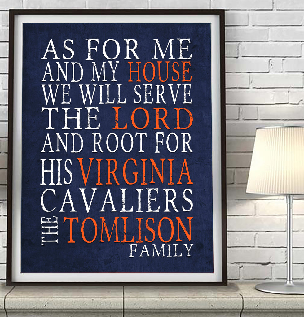 Virginia Cavaliers Personalized "As for Me" Art Print