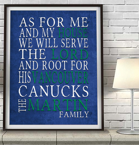 Vancouver Canucks Personalized "As for Me" Art Print