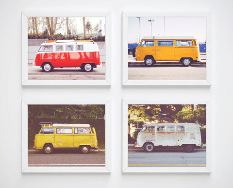 Vw Volkswagen Bus Van Photography Prints, Set of 4, Adventure Wall Decor