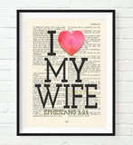 I Love My Wife - Ephesians 5:25 Bible Page Christian ART PRINT