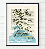 Mightier than Waves is God's Love- Psalms 93:4 Bible Page ART PRINT
