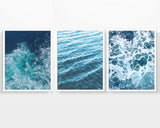 Beach Ocean Waves Photography Prints, Set of 3, Nautical Wall Decor