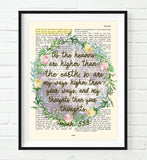 As the heavens are Higher than the Earth - Isaiah 55:9 - Bible Verse Page Art Print