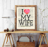 I Love My Wife - Ephesians 5:25 Bible Page Christian ART PRINT