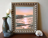 Pink Sunset Sunrise Ocean Wave Photography Print, Coastal Wall Decor