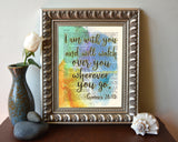 I Am with You and Will Watch over You Wherever You Go - Genesis 28:15 Vintage Bible Page Christian ART PRINT
