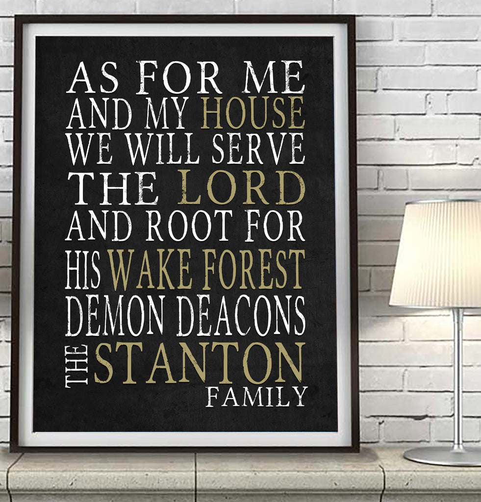 Wake Forest Demon Deacons Personalized "As for Me" Art Print