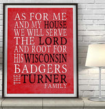 Wisconsin Badgers personalized "As for Me" Art Print