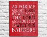 Wisconsin Badgers personalized "As for Me" Art Print