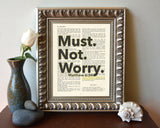 Must Not Worry- Matthew 6:34 Bible Page Christian ART PRINT