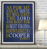 West Virginia Mountaineers Personalized "As for Me" Art Print