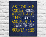 West Virginia Mountaineers Personalized "As for Me" Art Print