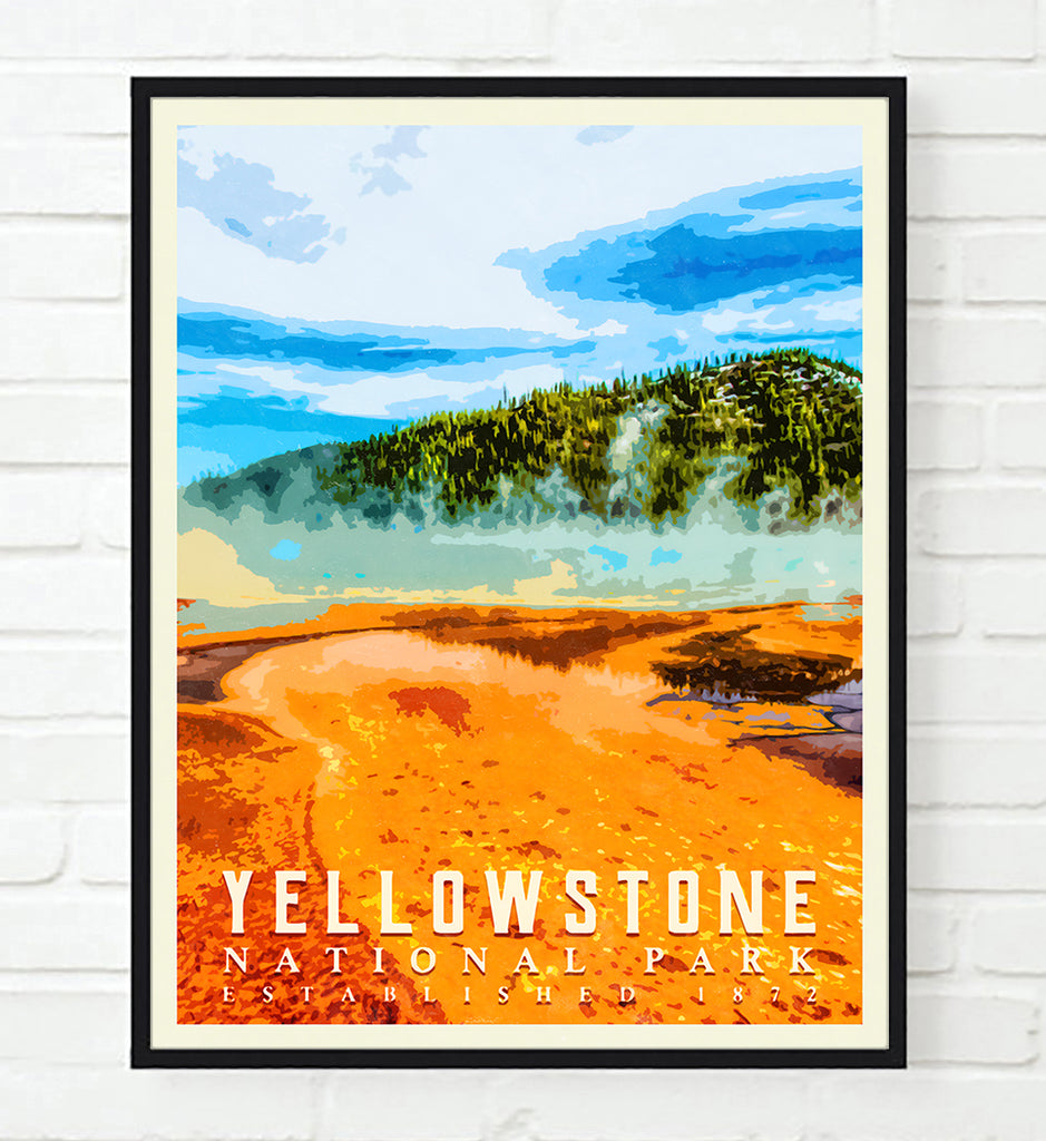 Yellowstone National Park Art Print, Adventure Wall Art Decor Poster
