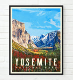Yosemite National Park California Art Print, Adventure Wall Art Decor Poster