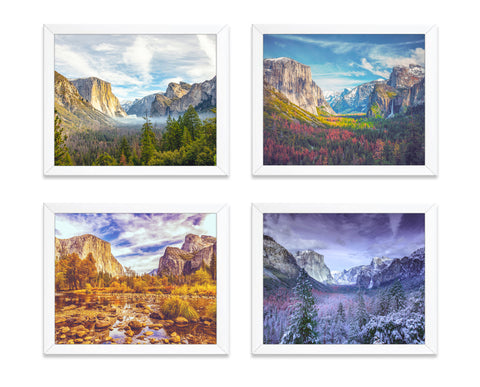 Yosemite National park Photography Prints, Set of 4, California Adventure Wall Decor