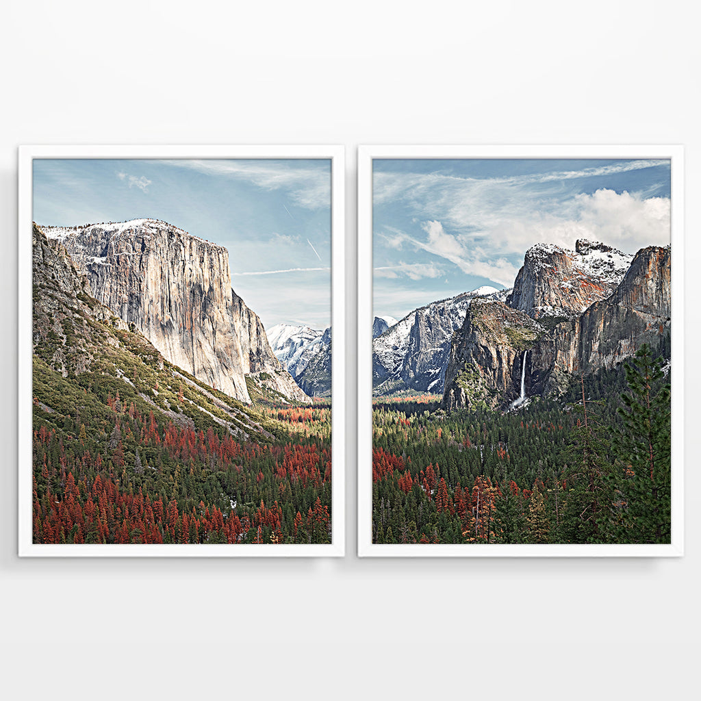 Yosemite National Park Photography Prints, Set of 2, Mountain Landscape Wall Decor