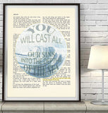 You will cast all our sins in the Depths of the Sea- Micah 7:19 Vintage Bible Page Christian ART PRINT