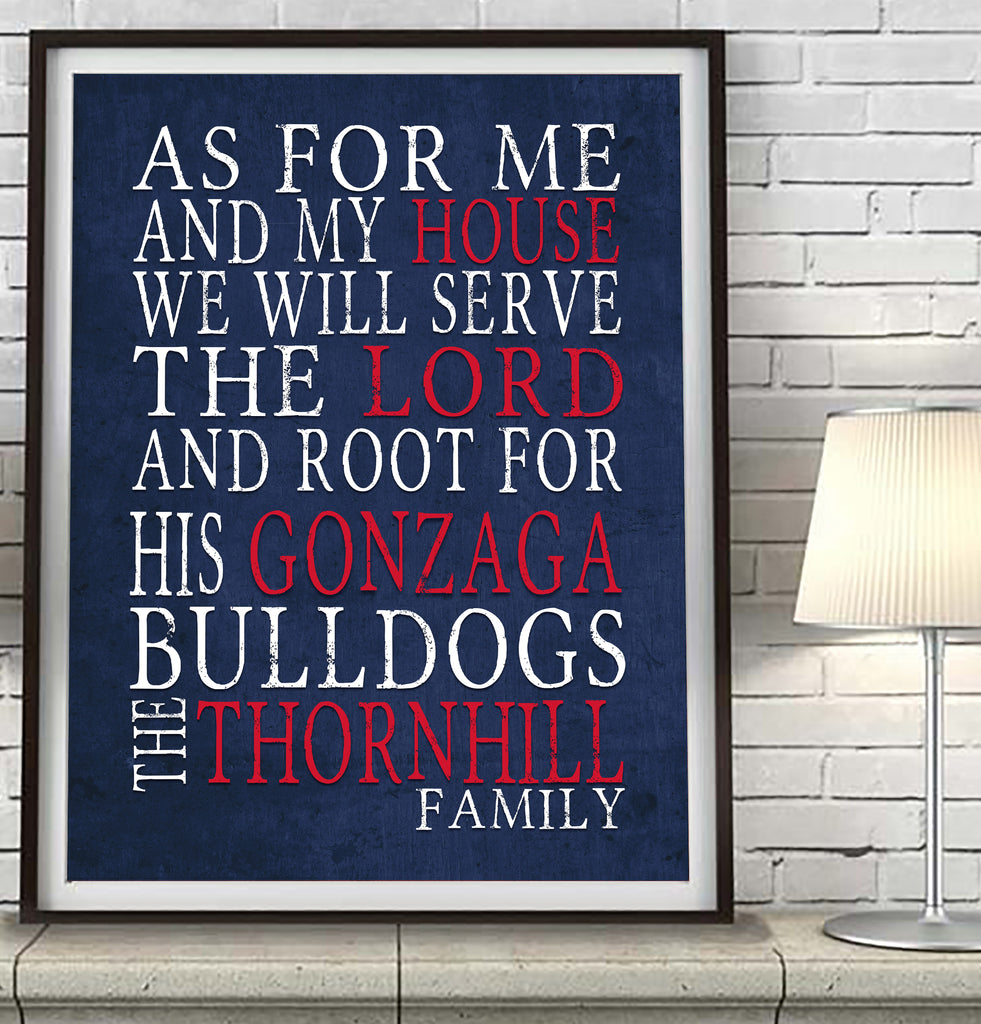 Gonzaga Bulldogs Personalized "As for Me" Art Print