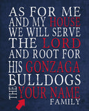 Gonzaga Bulldogs Personalized "As for Me" Art Print