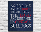 Gonzaga Bulldogs Personalized "As for Me" Art Print